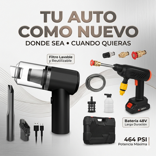 Combo Hidrolavadora con accesorios + Aspiradora 3 en 1