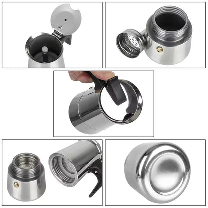 Cafetera Moka Italiana de Acero Inoxidable 9 tazas