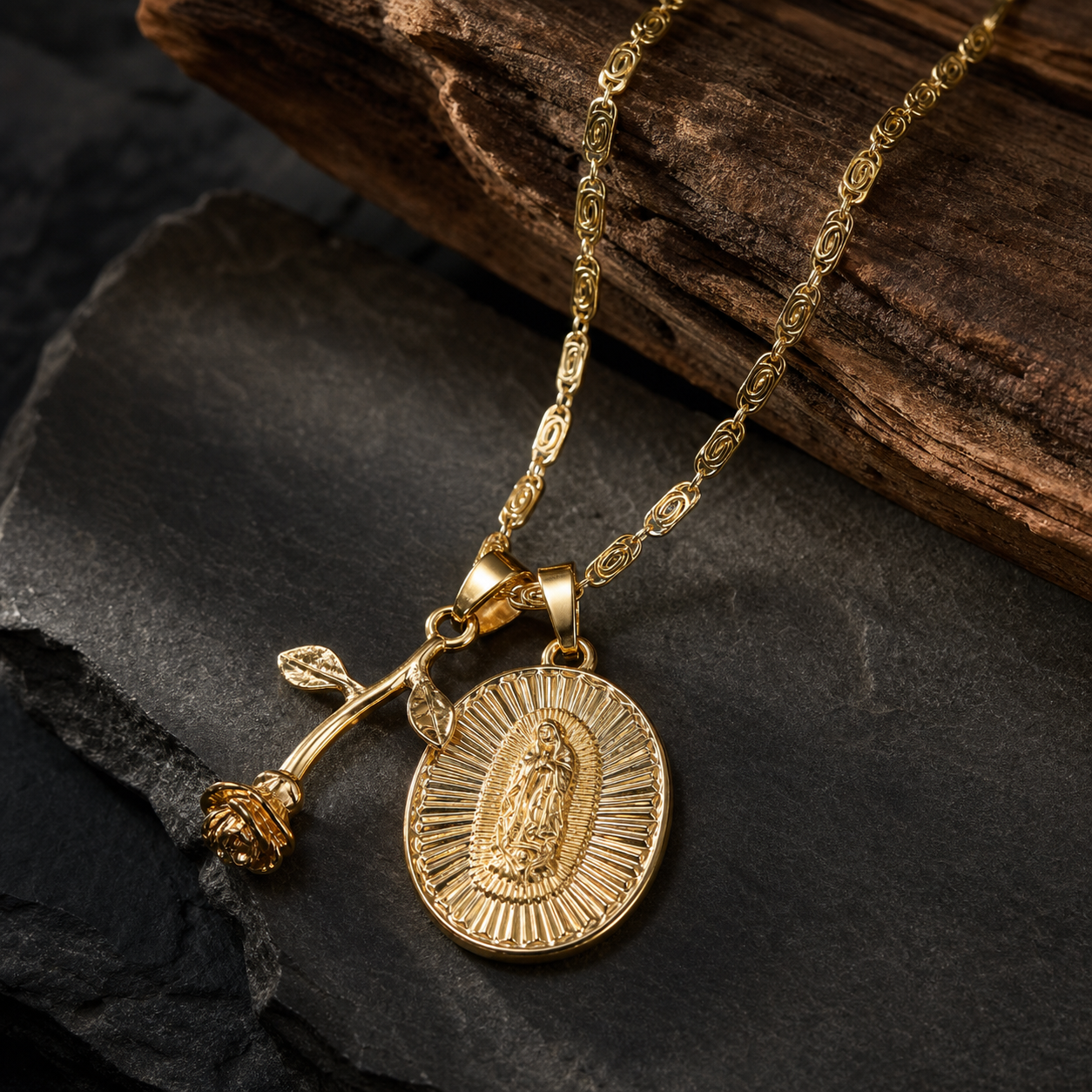 Collar Rosa de Guadalupe [Estuche de Lujo GRATIS]