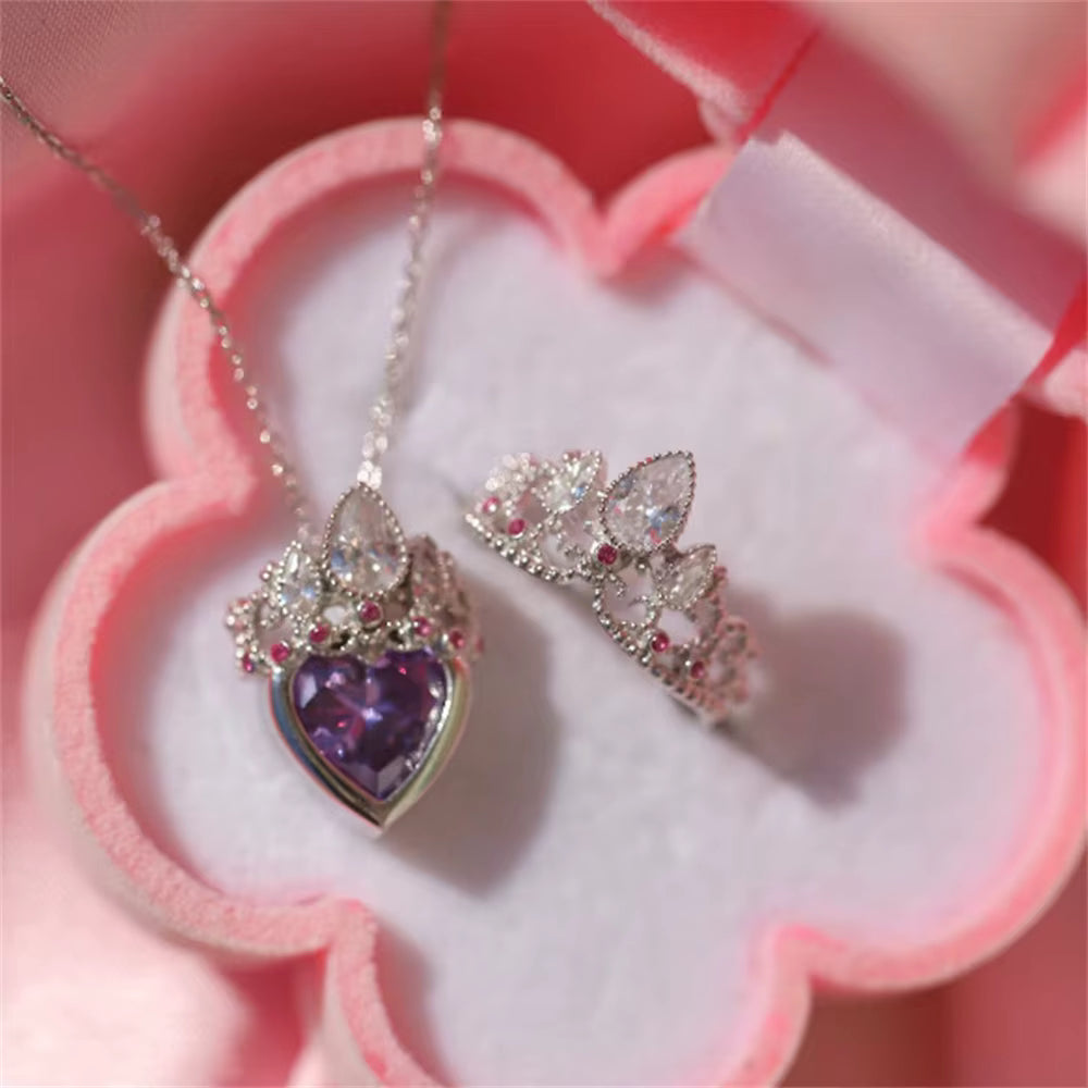 Combo Princesa Rapunzel Anillo + Collar [Estuche Corona Rosa GRATIS]